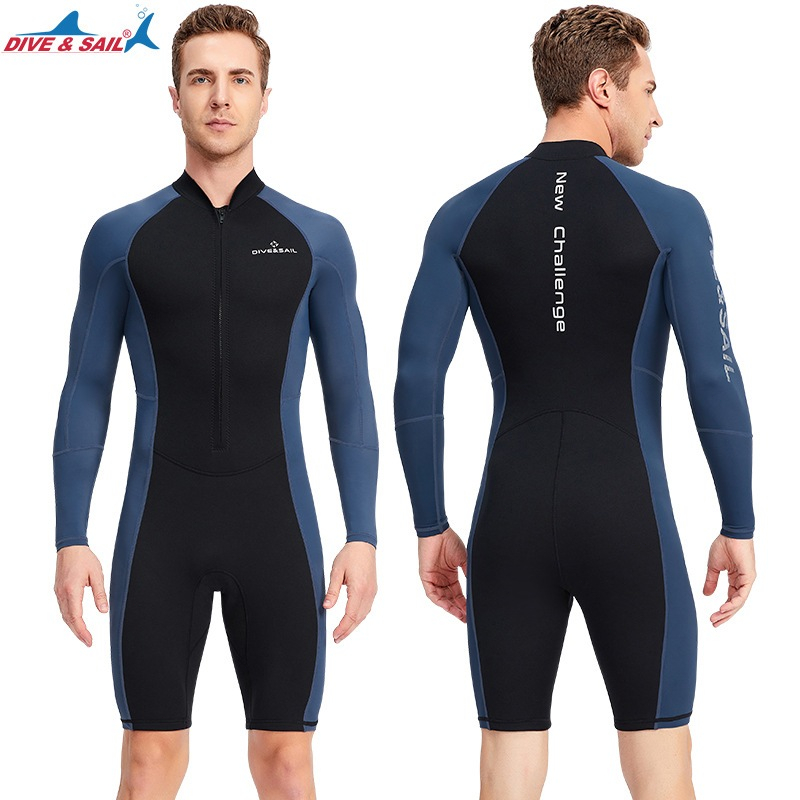 Baju Selam Wetsuit 1.5mm Pria Full Body Lengan Panjang Neoprene Ringan Snorkeling Surfing Diving