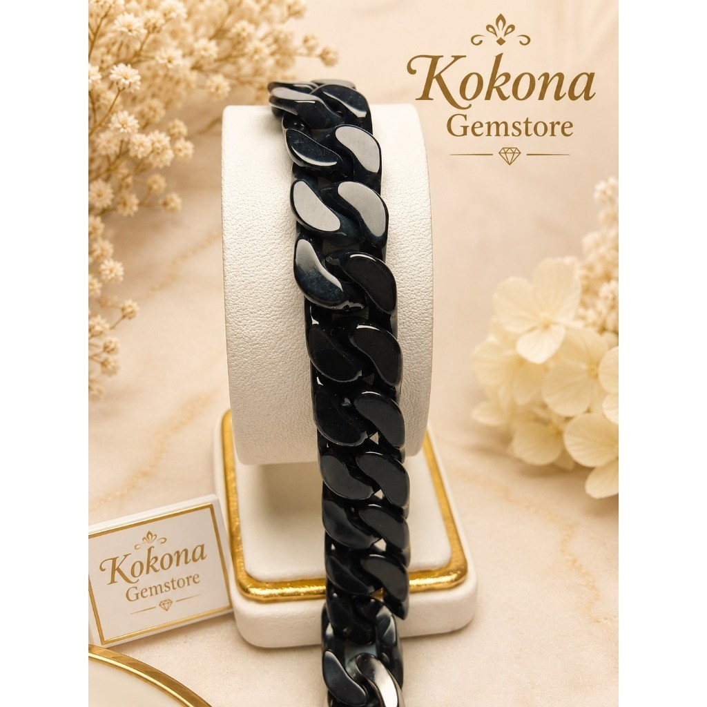 Certified Gelang Giok Jadeite Jade Black Wuji 100% Natural Jade