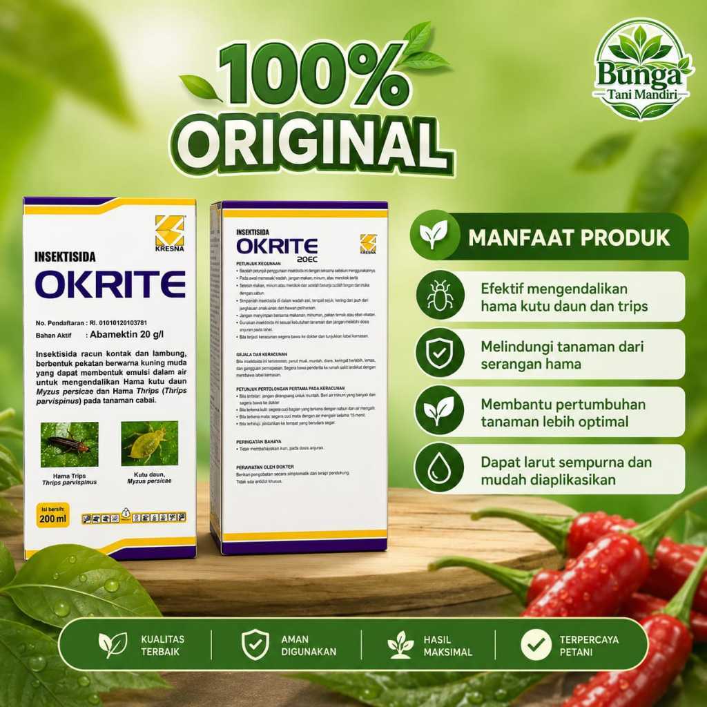 OKRITE 20EC 200ML INSEKTISIDA ABAMEKTIN | BUNGA TANI MANDIRI
