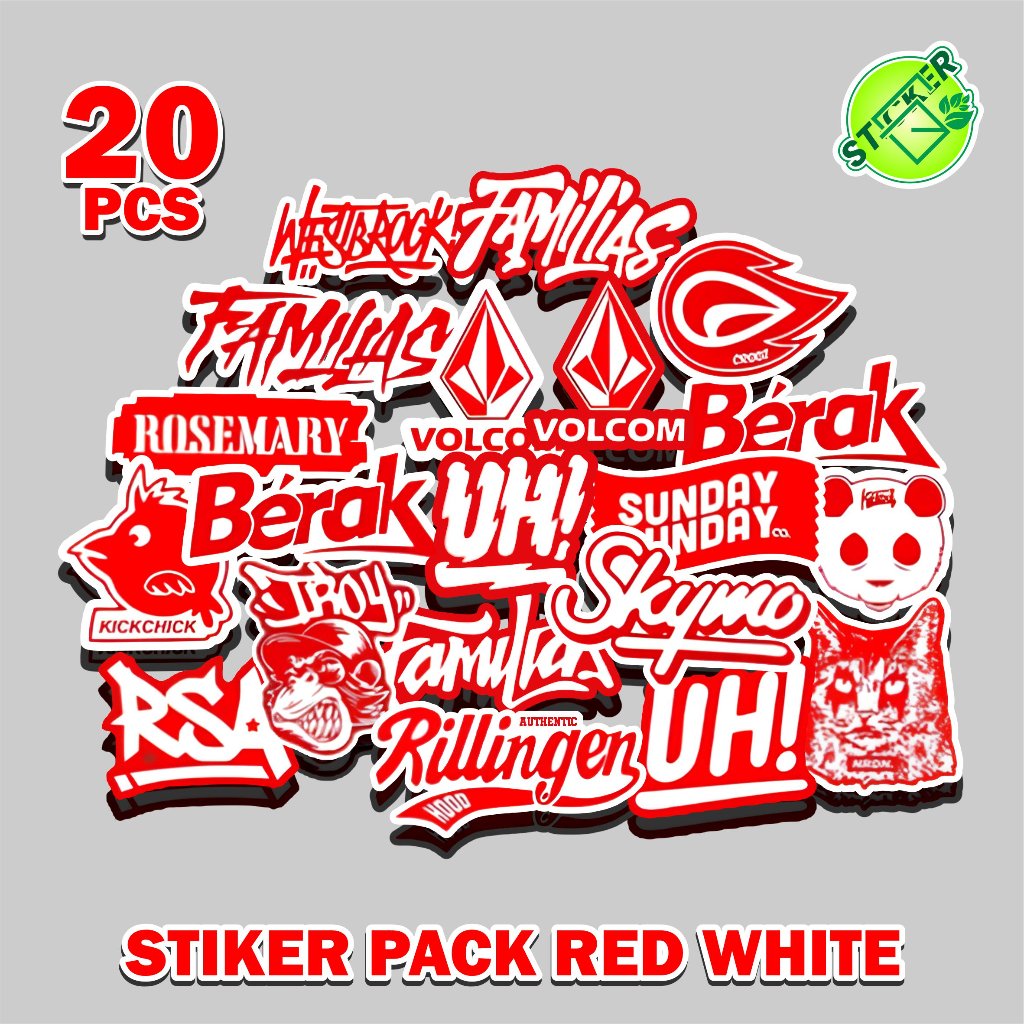 P40 STIKER PACK RED WHITE TERBARU KEREN STIKER HELM LAPTOP THUMBLER STIKER PACK FAMILIAS SKYMO RSA R