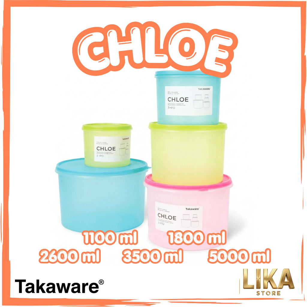 TAKAWARE CHLOE 1 SET ISI 5 WADAH TEMPAT MAKANAN KRUPUK SAYURAN BISKUIT PLASTIK TERBAIK MURAH FOOD CO