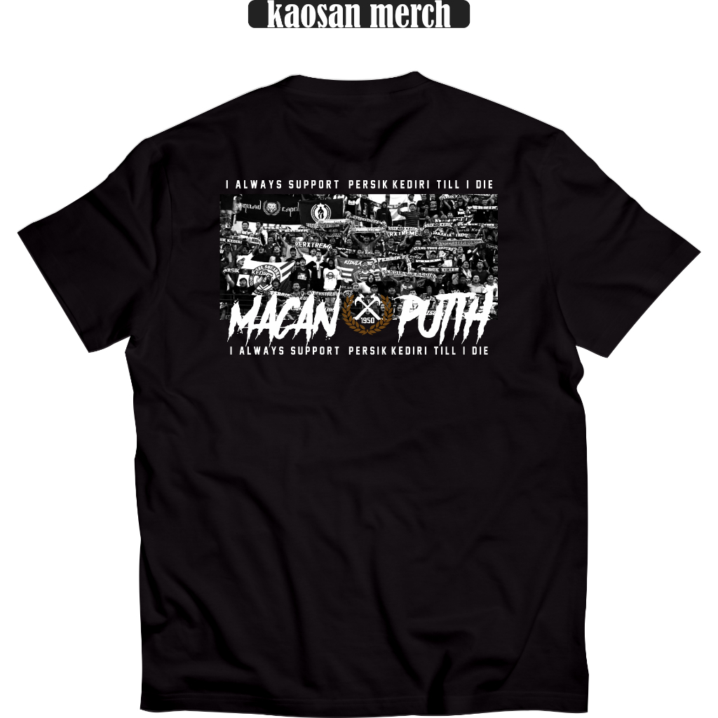 Kaos Suporter Kediri Tshirt Persik Kediri Macan Putih Cotton Combed
