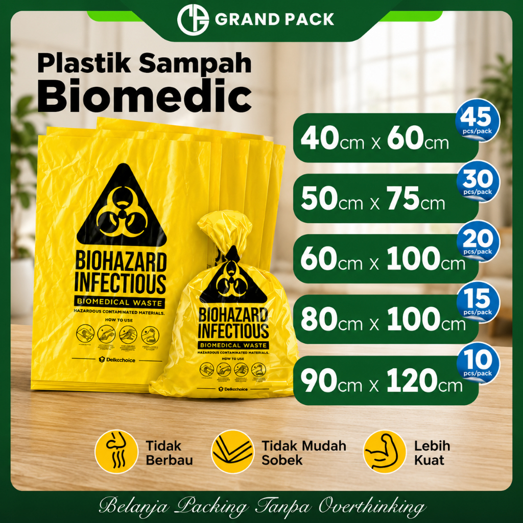 Kantong Kresek Sampah Pack Kuning Medis Plastik / Trash Bag / Garbage Biomedic Tebal Delkochoice
