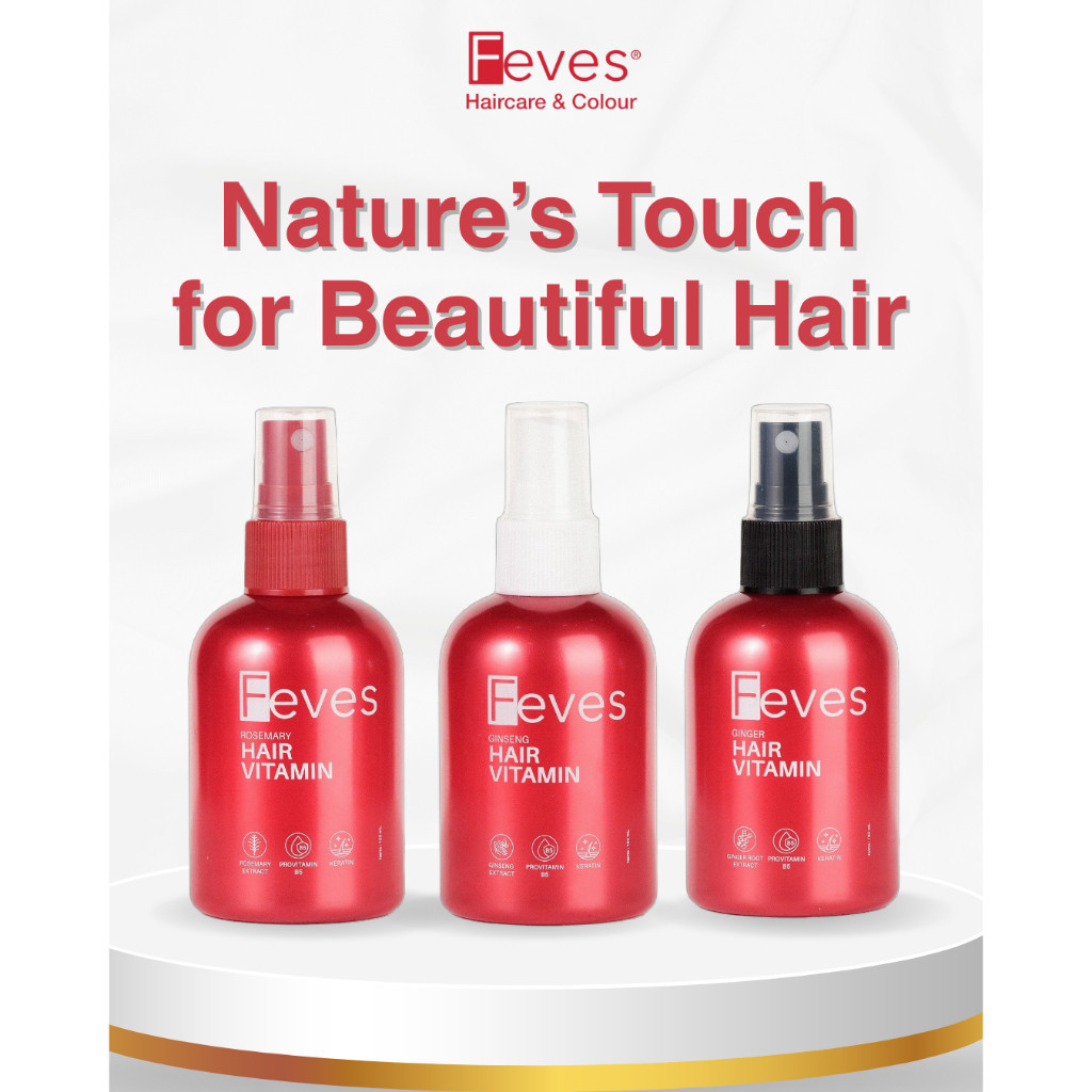 FEVES Hair Vitamin Rambut Spray 100ml - Perawatan Rambut Kering, Kusut, Rontok & Wangi Tahan Lama (R