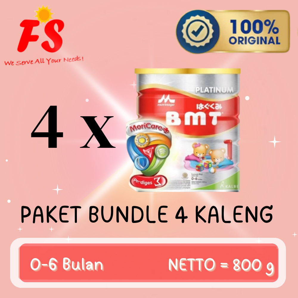PAKET HEMAT 4 KALENG SUSU MORINAGA BMT PLATINUM BAYI 0-6 BULAN KEMASAN 800 GRAM x 4