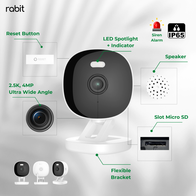 RABIT Smart IP Camera CCTV Outdoor Z – Wide Angle (White Version)