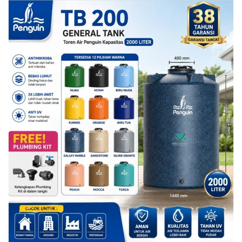 Toren Air Penguin 2000 liter TB 200 / Tangki Tandon Air Penguin Kapasitas 2000 liter