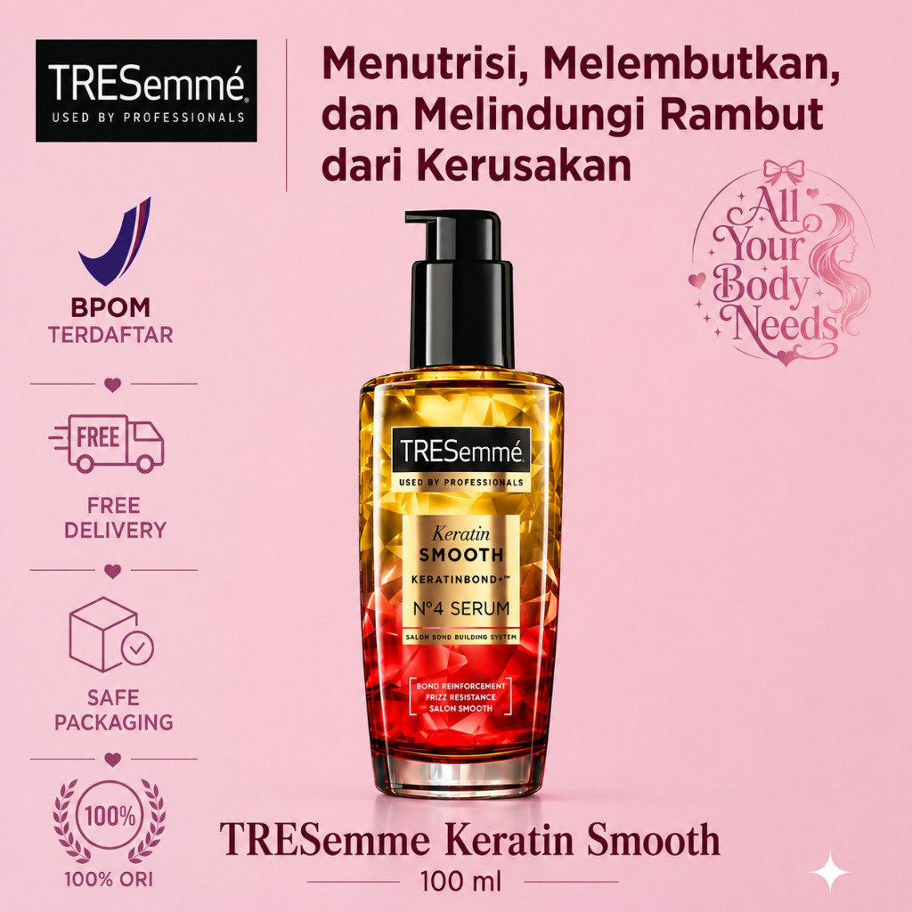 Tresemme Hair Serum 100 ML Keratin Smooth / Color Vibrancy / Bond Repair Serum Rambut Rusak Melindungi Warna Rambut Melembutkan Rambut