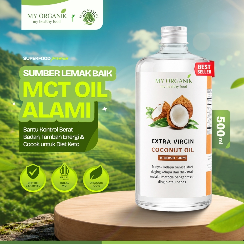 My Organik VCO Premium 500ml Organic Extra Virgin ECVO Minyak Kelapa Coconut Oil Bagus Kulit Rambut