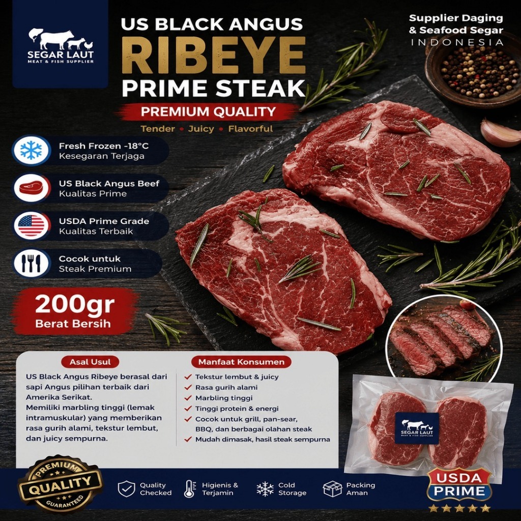US Black Angus Ribeye Prime Beef Steak / US Ribeye