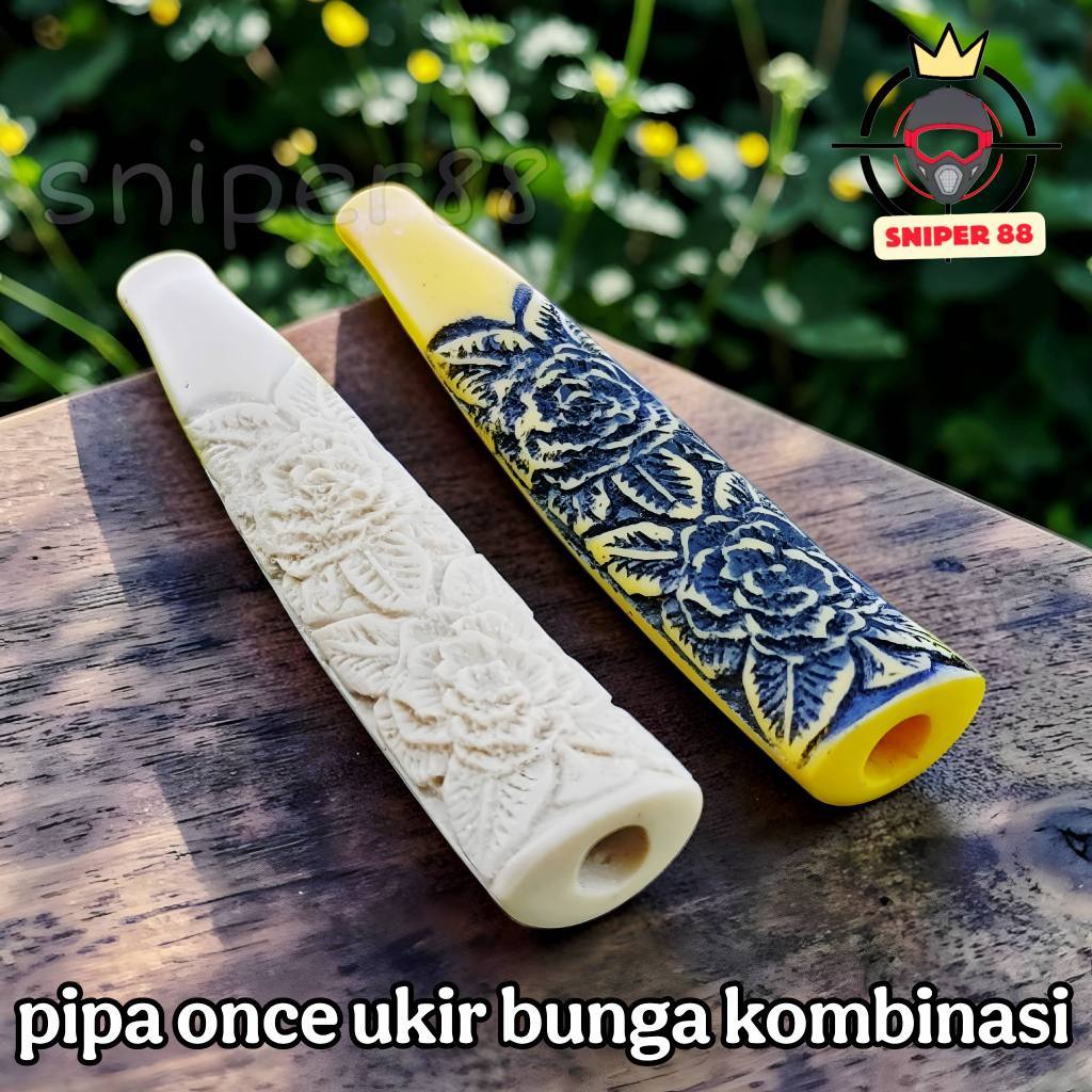 once pipa padud cangklong ukir bunga timbul Kombinasi Gading Hitam