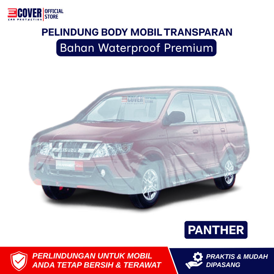 ECOVER Sarung Pelindung Body Cover Mobil Panther Bahan Plastik Transparan 80 Micron Full Karet Elast