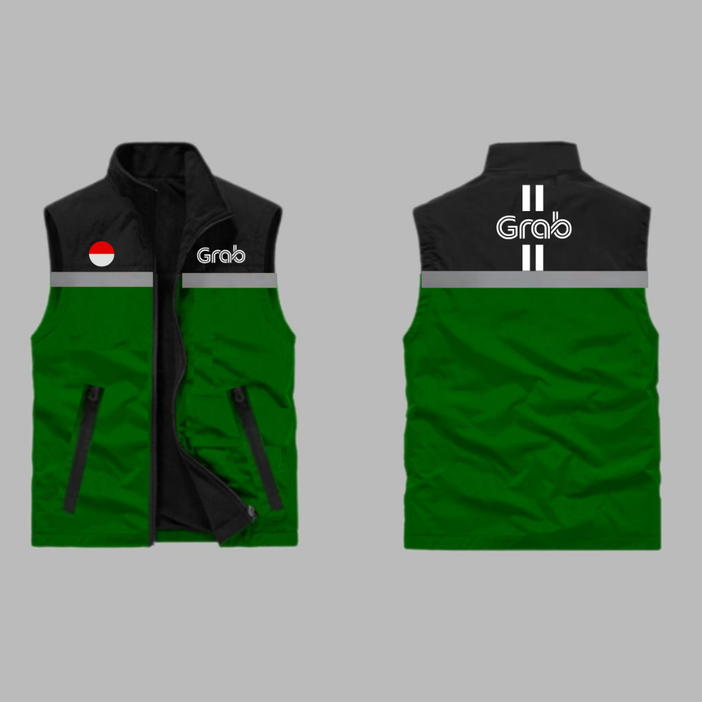 Terbaru,Rompi Grab Scotlet Bendera - Rompi Ojol indriver grab/Bisa Custom