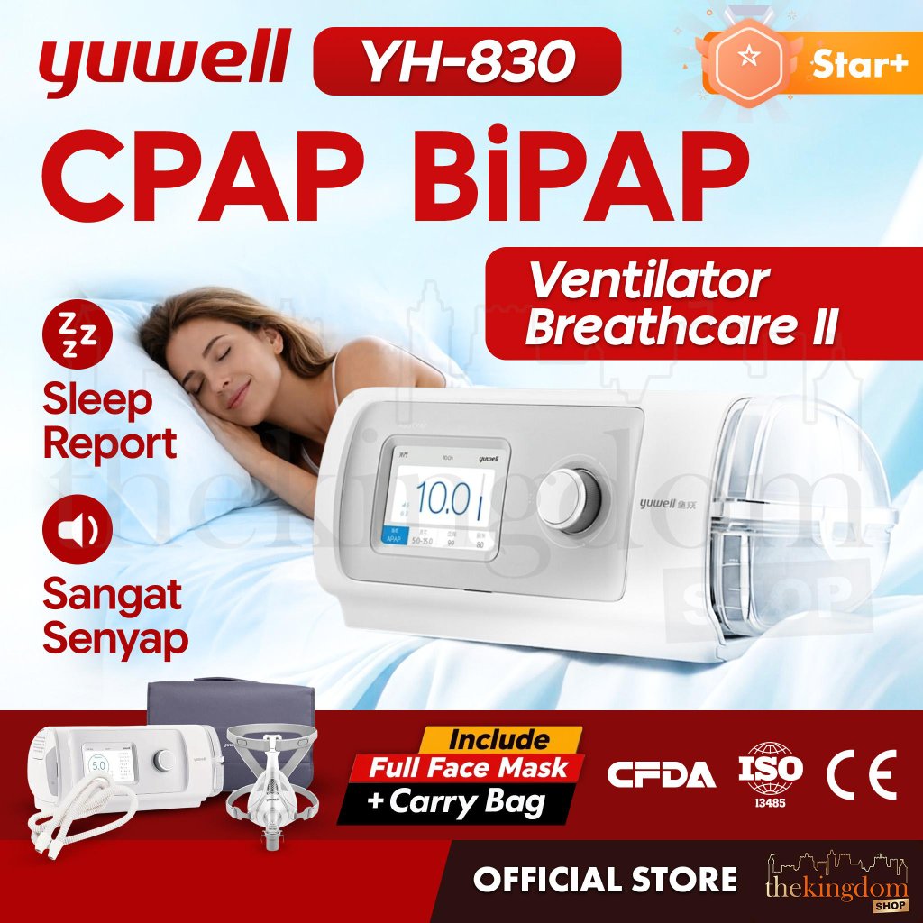 Yuwell YH-830 CPAP BiPAP Bi-level Ventilator BreathCare II BiLevel Breath Therapy Alat Bantu Napas S