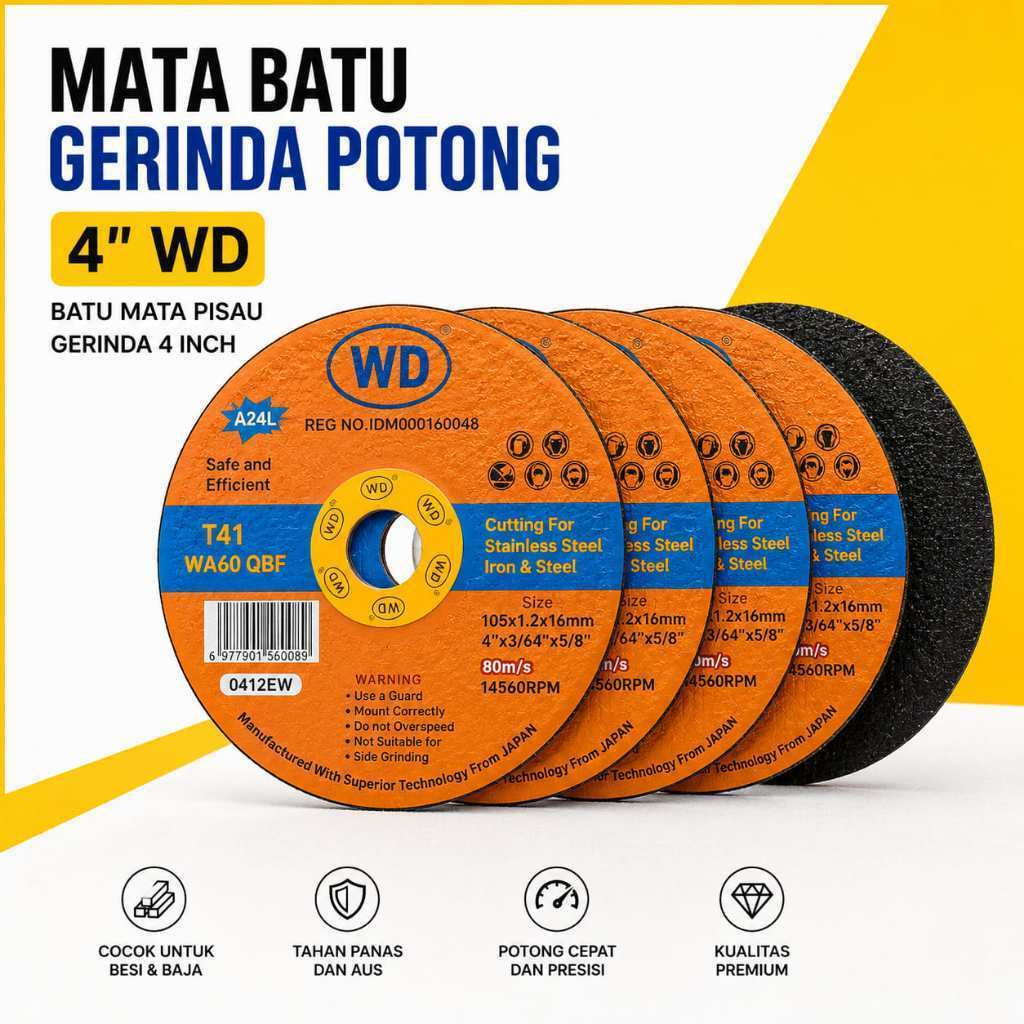 Mata Batu Gerinda Potong 4" WD Batu Mata Pisau Gerinda 4 Inch