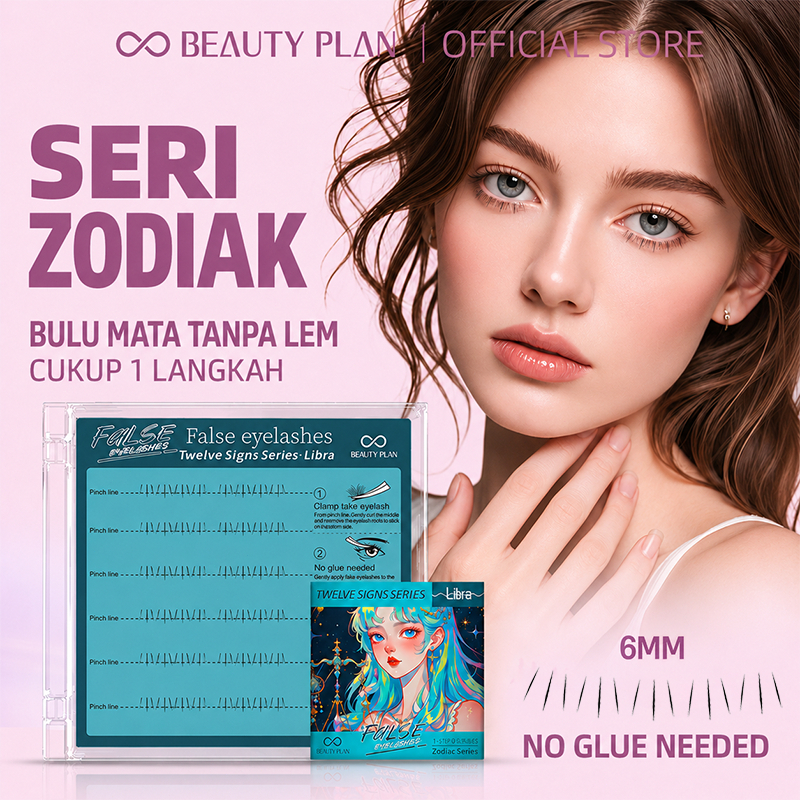 BEAUTY PLAN Libra Bulu Mata Bawah Tanpa Lem Natural Balance | Individual Lashes 6mm 36 Klaster | Reu