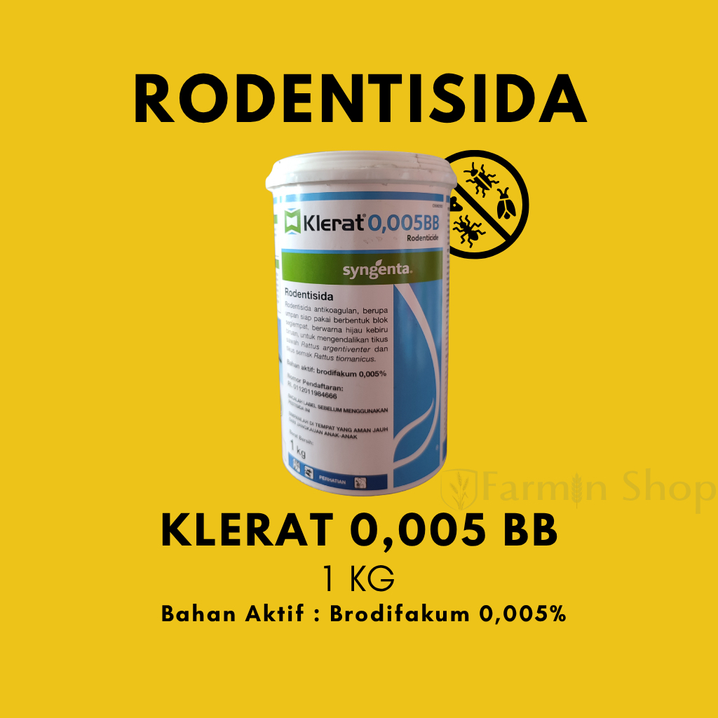 Rodentisida - KLERAT 0,005 BB 1 KG - Brodifakum 0,005%