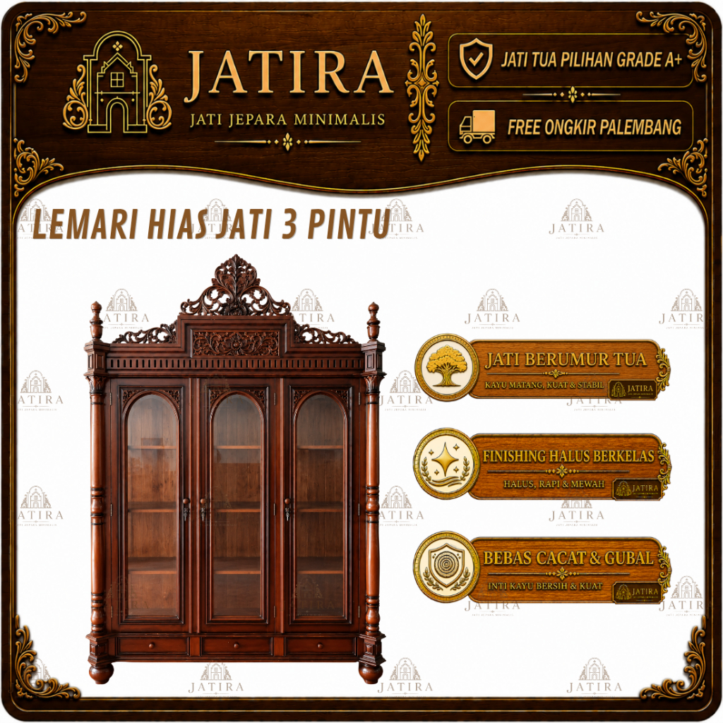 Lemari hias jati murah palembang