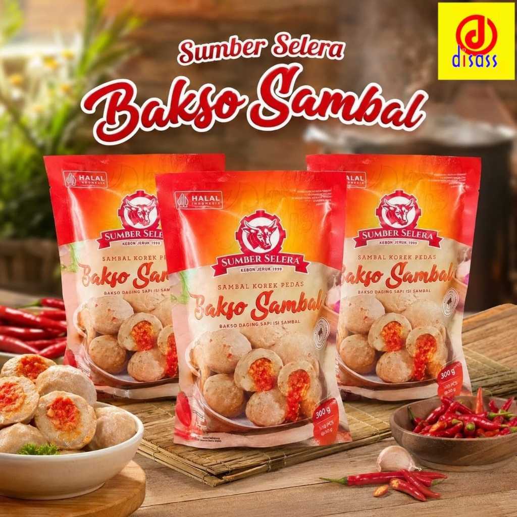 SUMBER SELERA Bakso Daging Sapi Isi SAMBAL KOREK Mercon - Bakso Sambal 300gr 10pcs - DISASS JOGJA