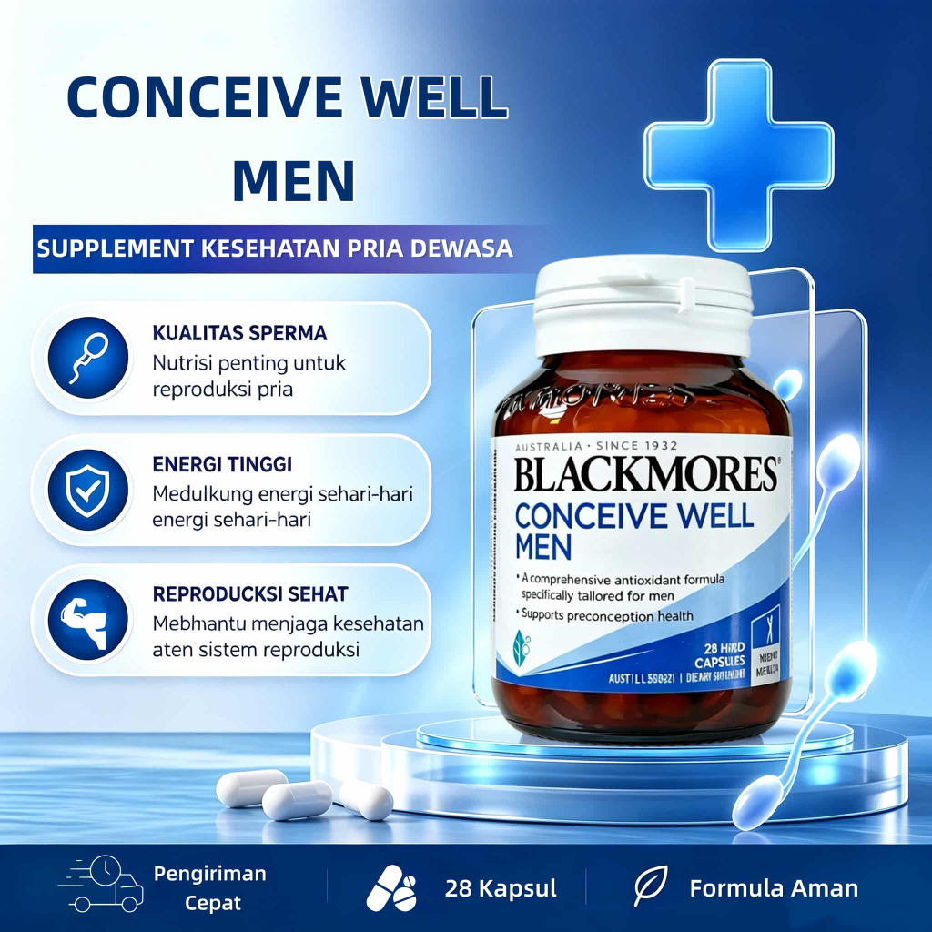 Blackmores Conceive Well Men 28 Kapsul - Suplemen Kesehatan Sperma, Antioksidan, Energi