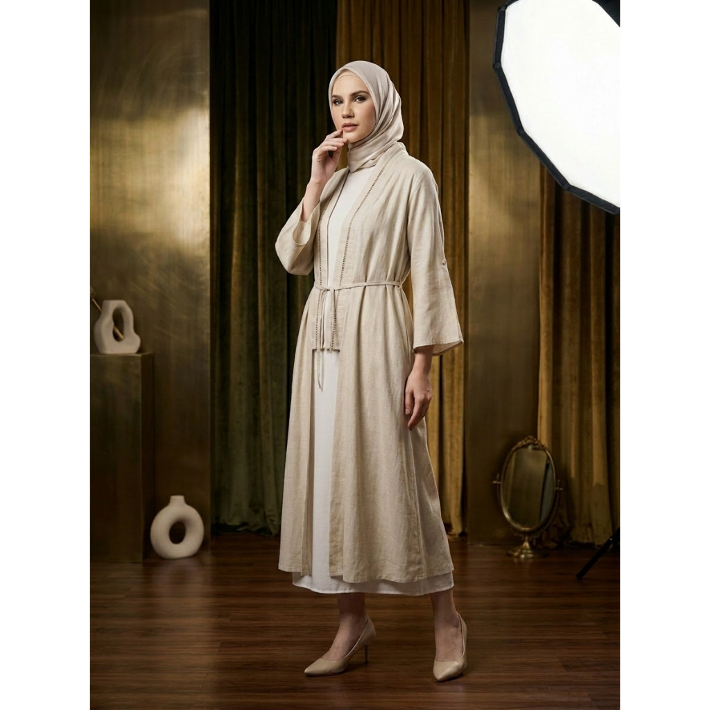 XALOXA NADINE LONG OUTER - LONG OUTER WANITA - BAHAN LINEN - ALL SIZE