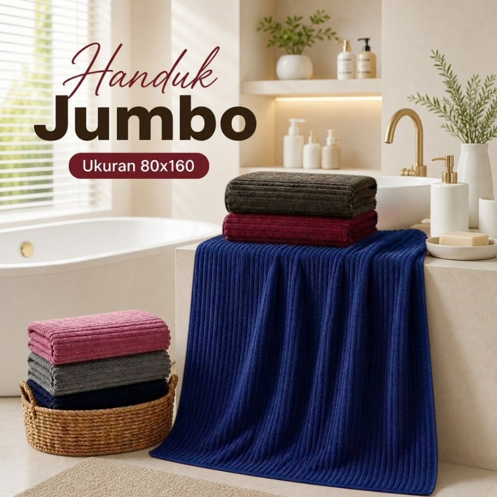 Handuk mandi jumbo bulu microfiber ukuran 80x160 350gram - Sandy Collection