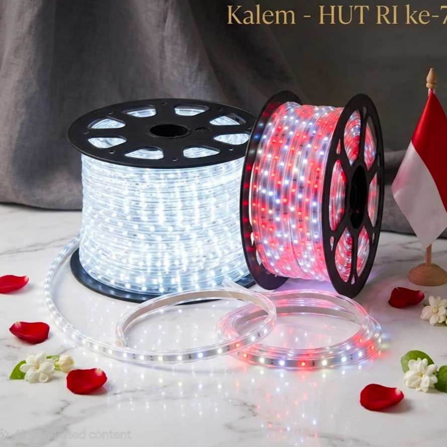 Lampu LED Strip Merah Putih RGB Warna Warni Selang Neon Fleksibel Paket Komplit Tinggal Colok Flexib