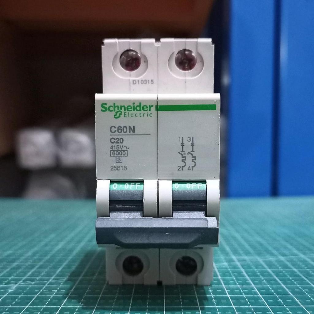 MCB SCHNEIDER C20 2P C60N MCB 20 Amper 2 Pole