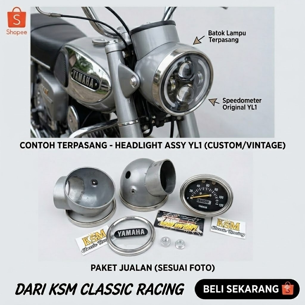 BATOK  LAMPU YL PREESS SET SPEEDOMETER HIDUP(BATOK YL MENTAH +SPIDO HIDUP )