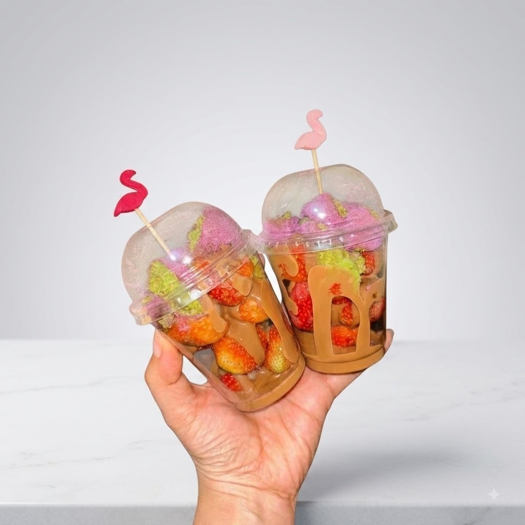 GELAS PLASTIK 8 OZ CUP ICE CREAM / DESSERT / CHOCO BERRY / MEREK STARINDO ISI 50 8OZ