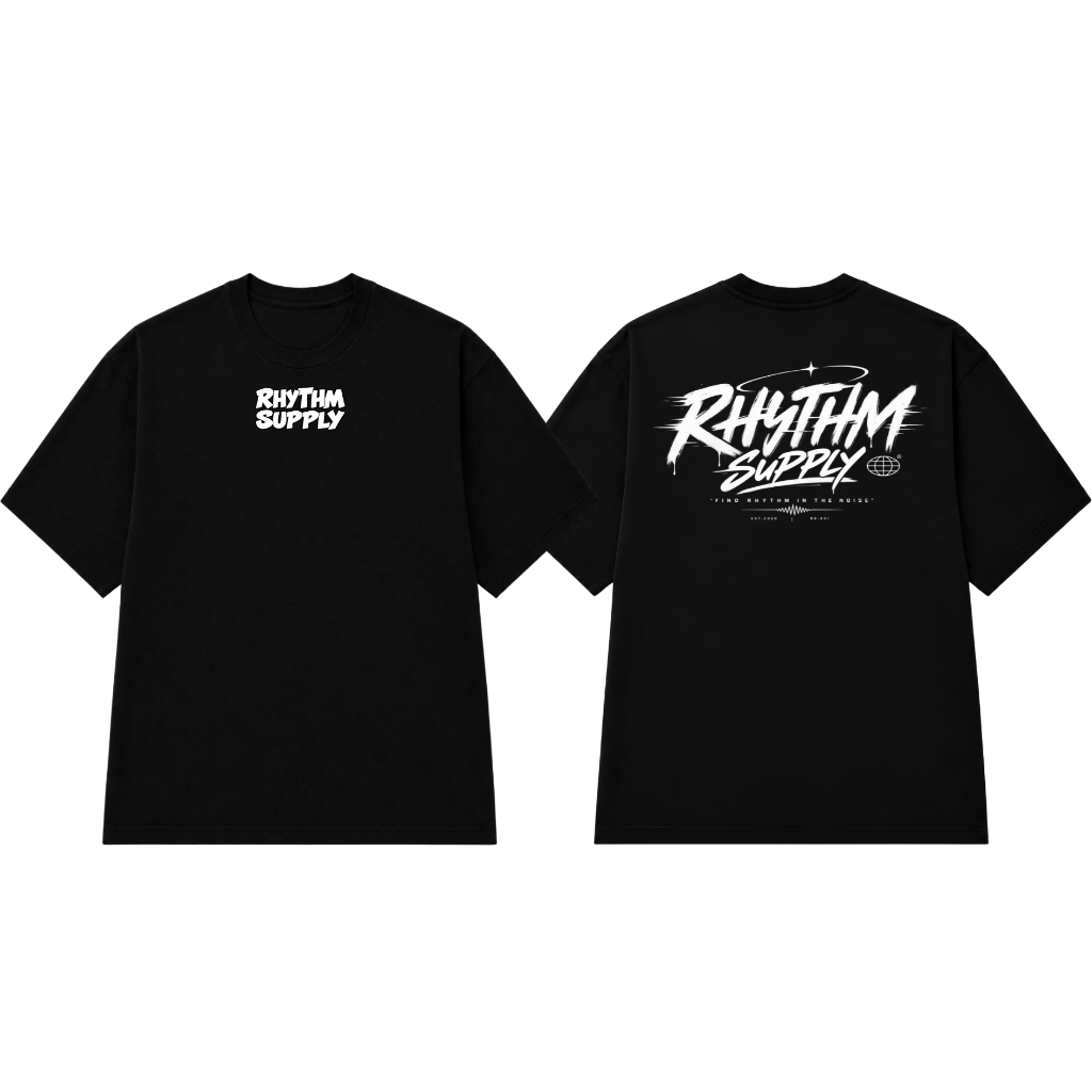 Rhythm Supply - Kaos Hitam RHYTHM SUPPLY Casual Pria Wanita - A6