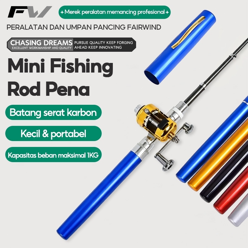 FW Mini Fishing Rod Pena Pen Fishing Rod Set Satu Paket Satu Joran Pen mini Casting Spinning Outdoor