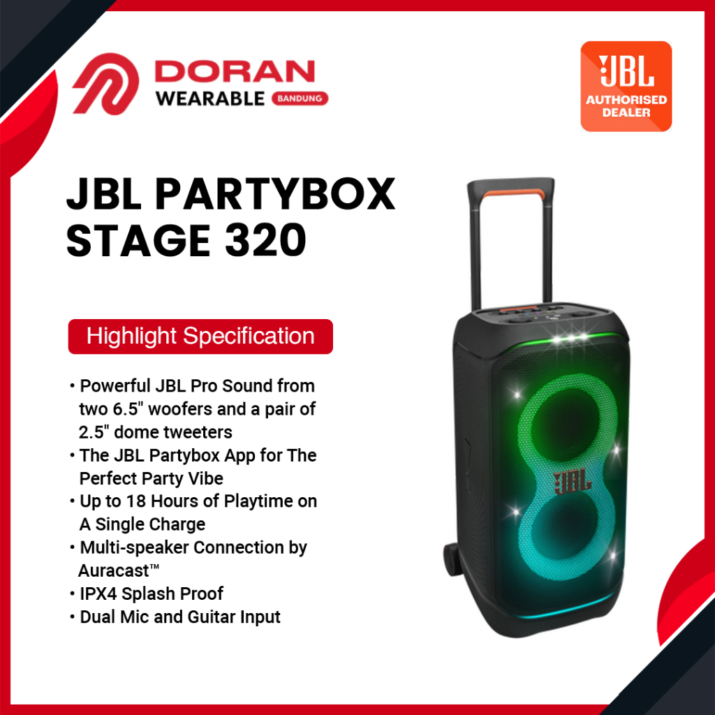JBL Partybox 320 Partybox Stage 320 Portable Bluetooth Speaker Karaoke - Garansi Resmi