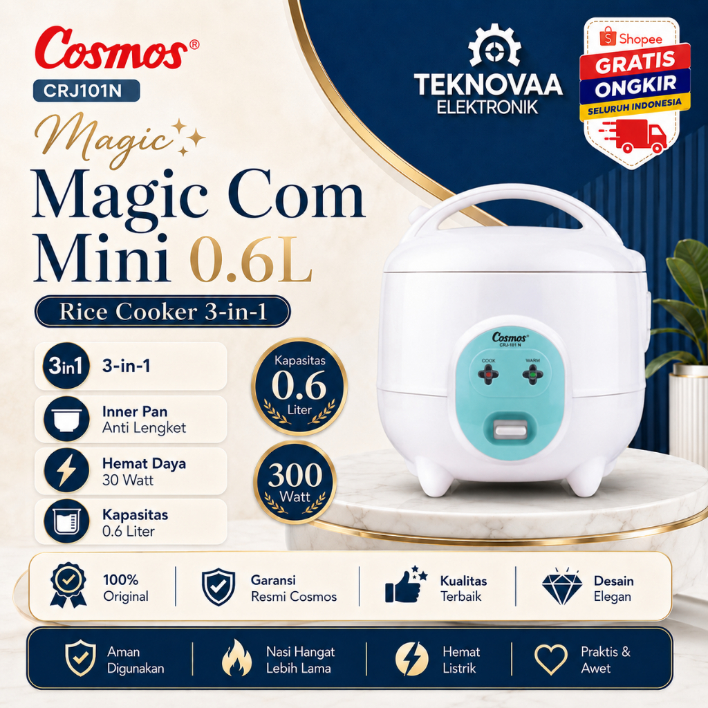 COSMOS RICE COOKER CRJ101N/ RICE COOKER 0,6L/MURAH/RICE COOKER MINI/100% Cosmos Garansi/ Original