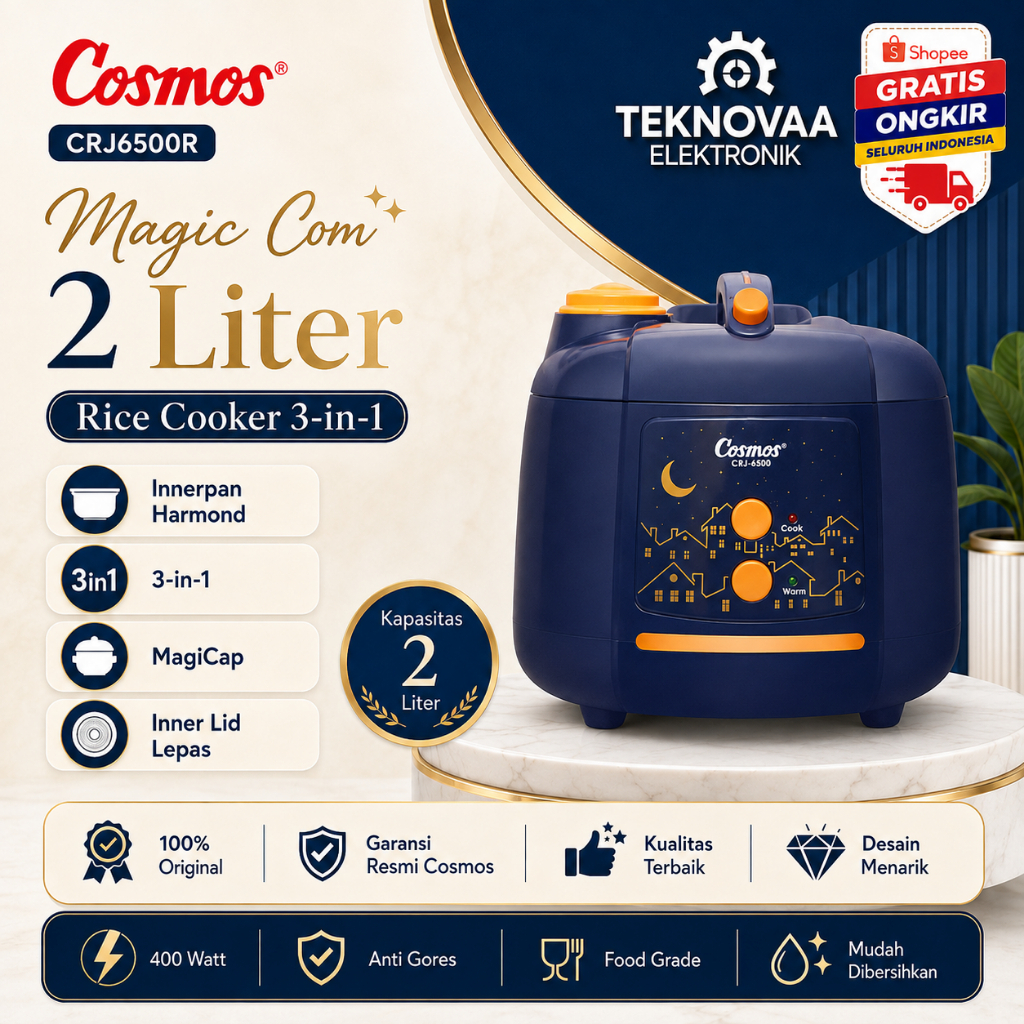 COSMOS RICE COOKER NON STICK CRJ6500R 2L/CRJ-6500R/CRJ 6500R/CRJ6500R/ANTI LENGKET/100% ORIGINAL