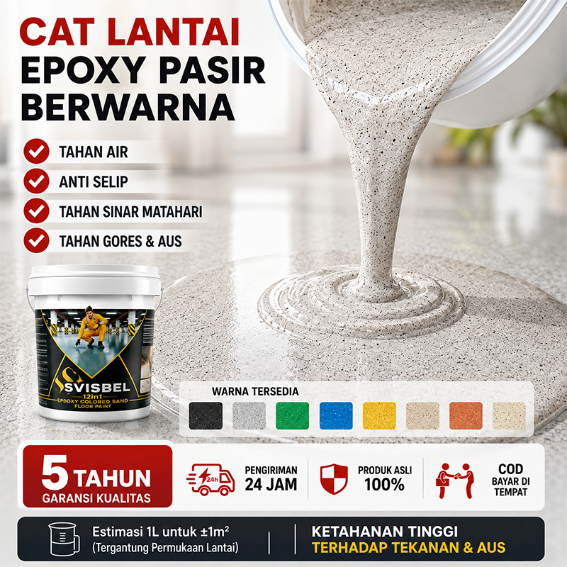 Cat Lantai Epoxy Pasir Warna - Cat Epoxy Lantai Self Leveling Tahan Aus Anti Slip Tahan Air