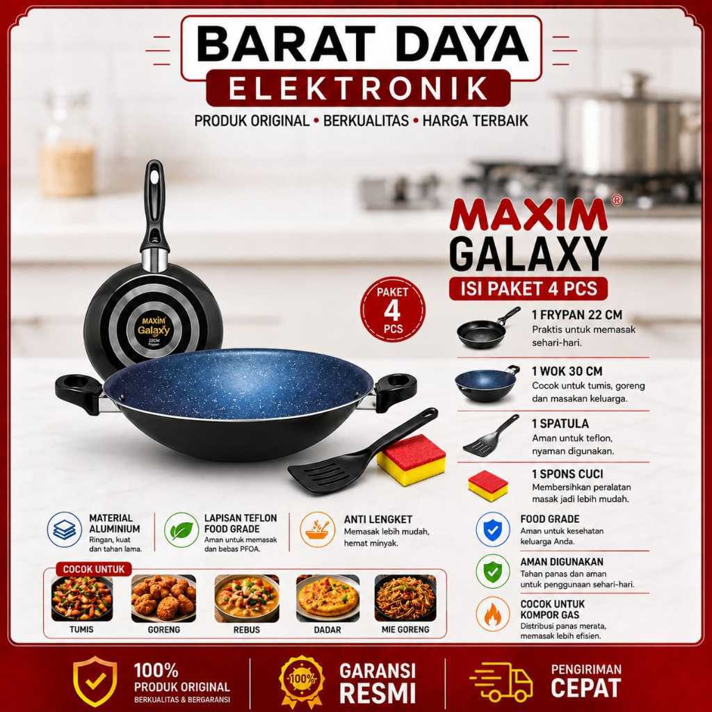 Maxim Galaxy Set / (Wajan + Teflon + Spatula + Sponge) / Maxim Set