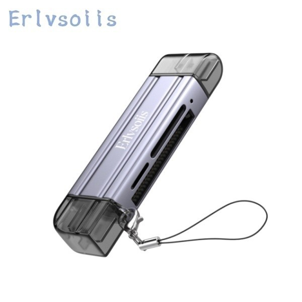 Erlvsoiis Pembaca Kartu CF SD TF Multifungsi USB‑A Type‑C Card Reader Aluminium untuk Kamera Drone L