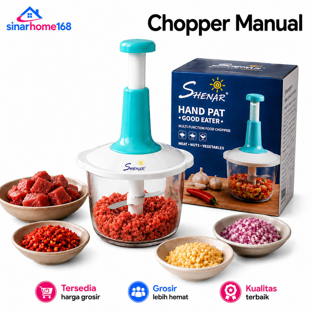 Chopper Manual Penggiling Daging Bumbu Sayuran Manual Chopper 3Mata Pisau Chopper Daging
