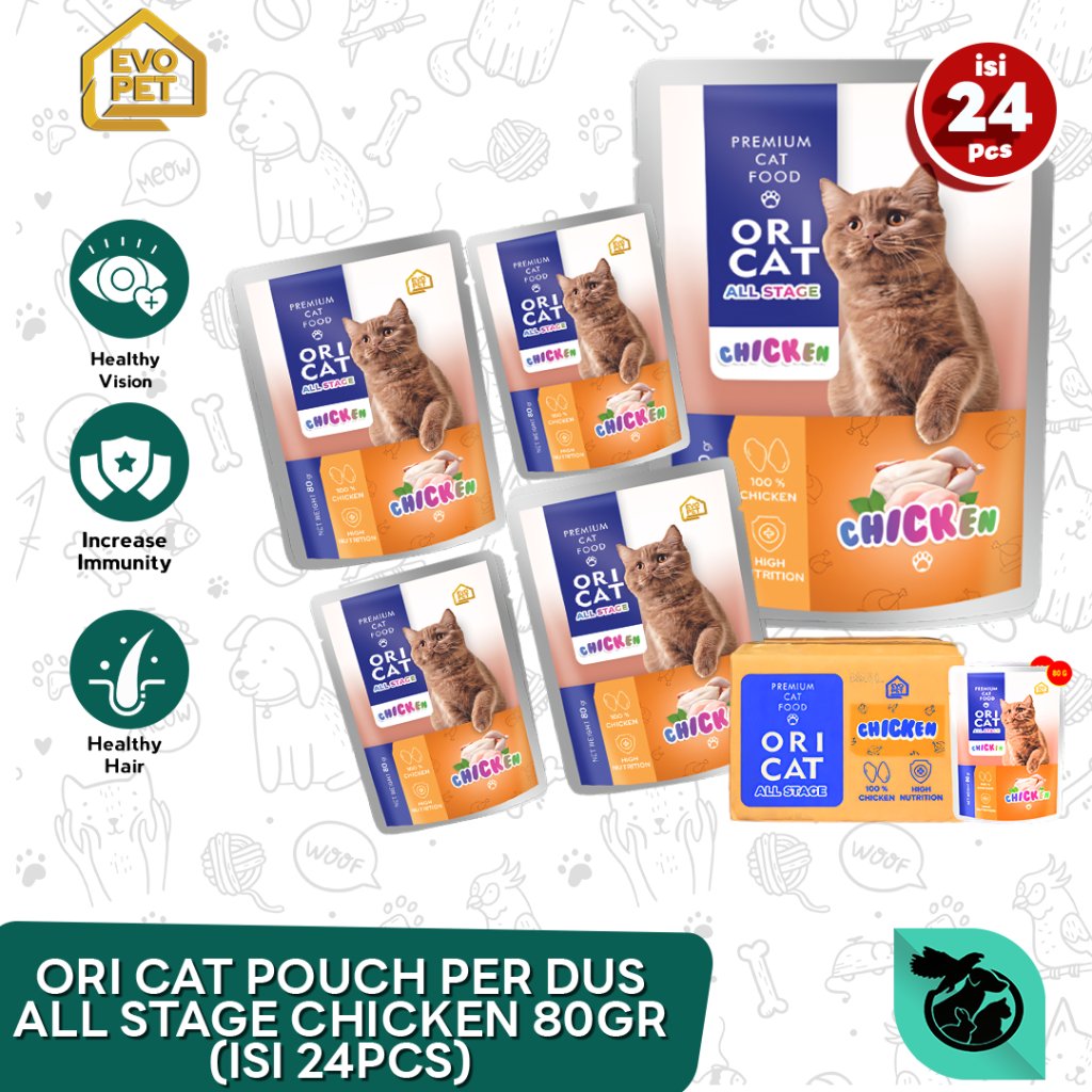 Makanan Basah Kucing Ori Cat Pouch All Stage WetFood Grosir Dus 24Pcs