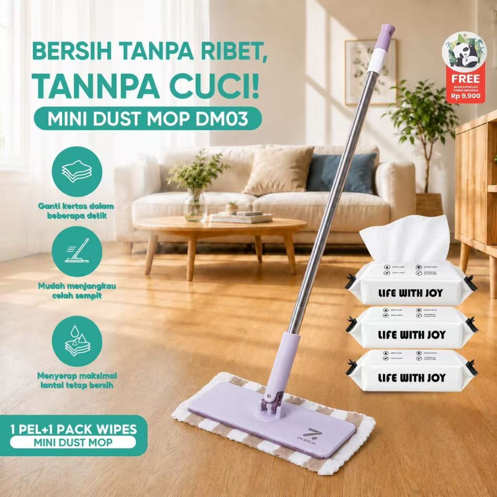 Zolele Dm03 Disposable Mop Tisu Pakai Buang Pel Lantai Premium Pel Kering Pel Basah