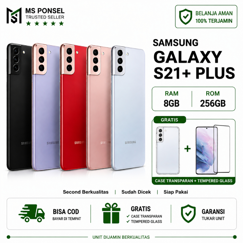 SAMSUNG S21 PLUS 5G 8/256GB & 8/128GB SECOND SEIN RESMI INDONESIA