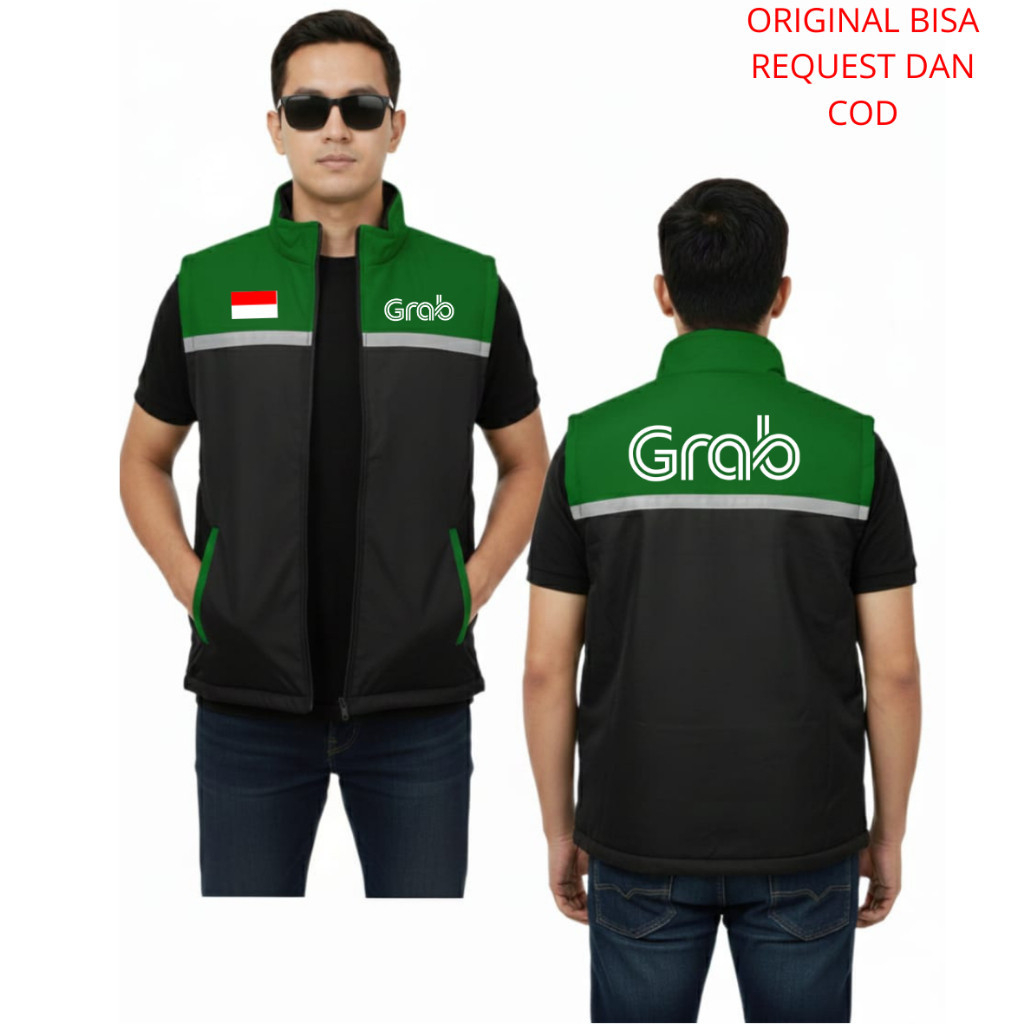 COD - Orijinal Rompi Grab Ojol | Jaket Grab Original | Rompi Safety Grab Stock Ready / Bisa Request 