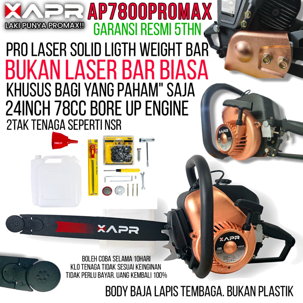 CHAINSAW APR AP7800PROMAX 24inch Bar Baja nano blade chainsaw chain Saw mesin gergaji kayu