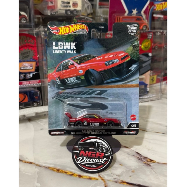 Hotwheels Premium Mountain Drifters LB-ER34 Super Silhouette Nissan Skyline Merah Free Protect Japan