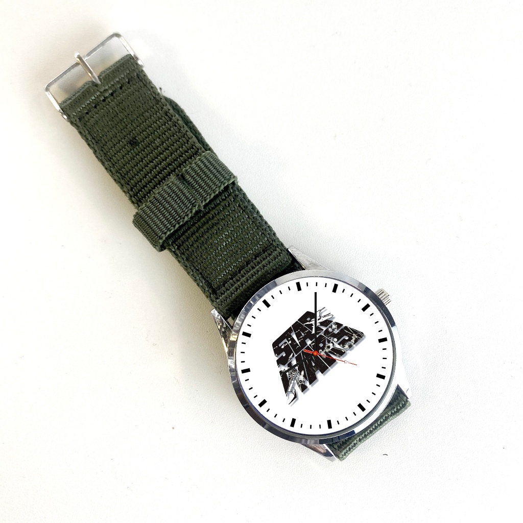 Jam Tangan Starwars Bahan Stainless Strap Velcro Canvas Army Green