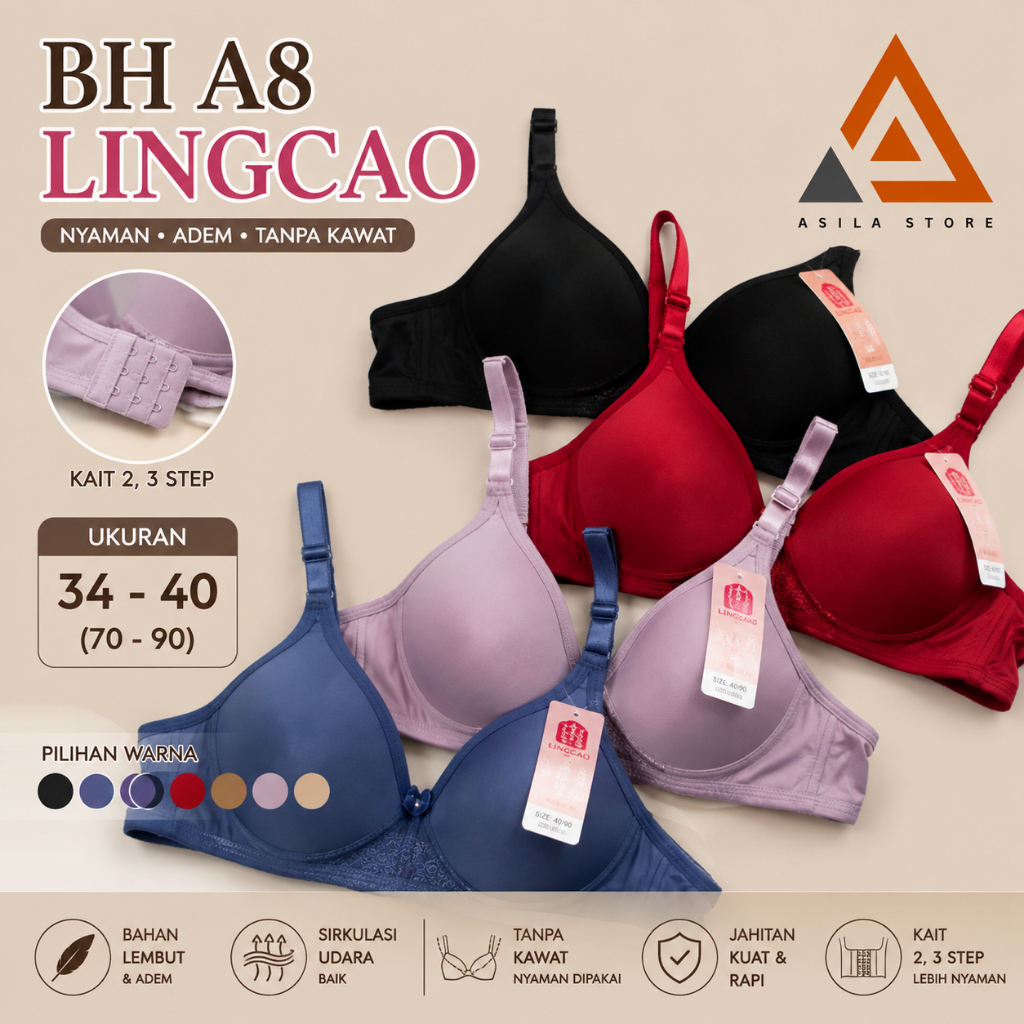 Bra Lingcao A8 Original | BH Busa Tanpa Kawat Lingcao | BH Lingcao Original Premium