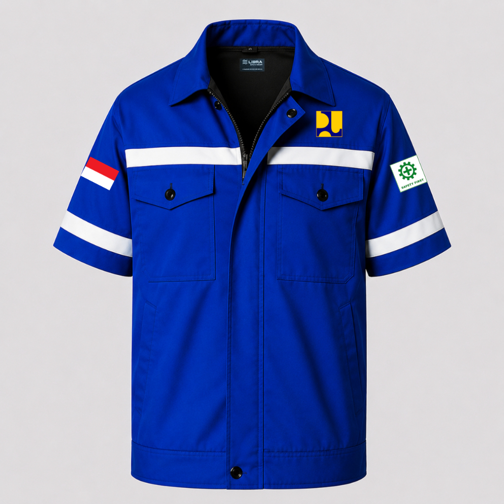 Terlaris  Baju Kemeja Seragam Wearpack Safety Dinas PUPR Pria Wanita Lengan Pendek Kerja Lapangan Ou