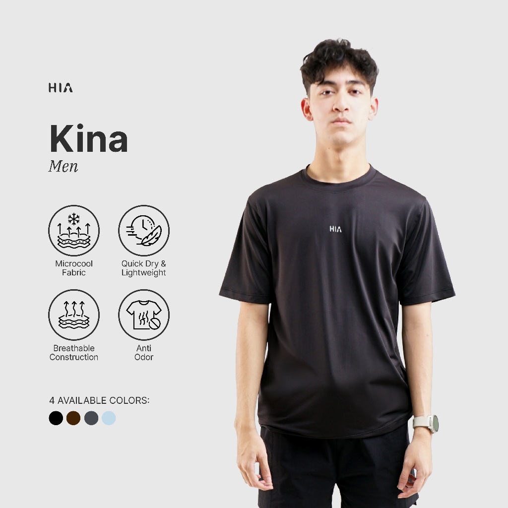 HIA Everywear - Kina Men Shirt SS | Baju Olahraga Pria Running Jogging Hiking Trekking Cycling Padel