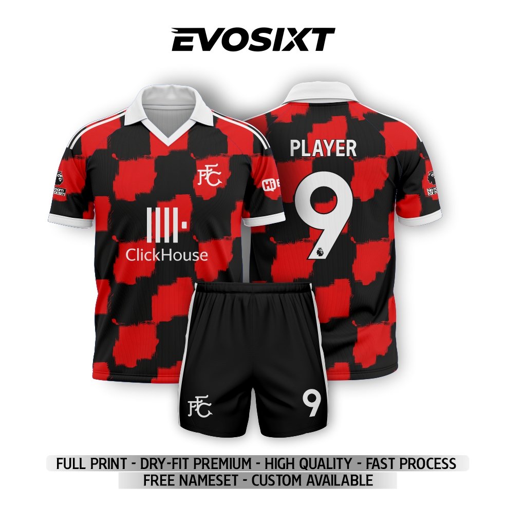 Jersey Custom FULHAM AWAY 26/27  Bahan Dry-Fit Milano Full Printing Free Custom Nickname dan Nomor